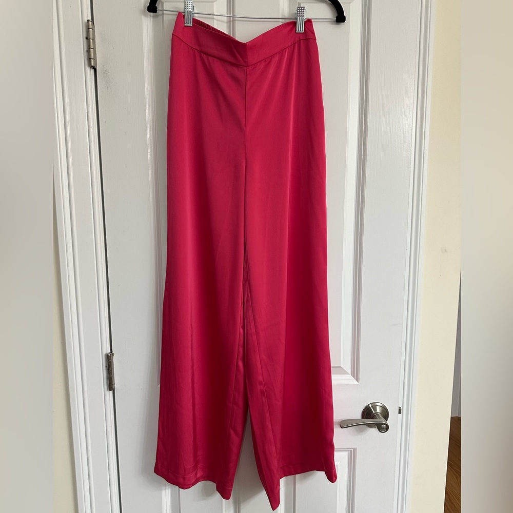 Rachel Zoe pink satin like wide leg Pant Size Small